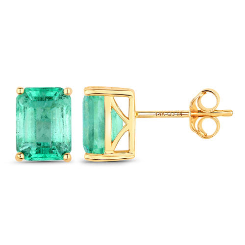 Pendientes de oro amarillo de 14 quilates con esmeralda etíope auténtica de 2.75 quilates