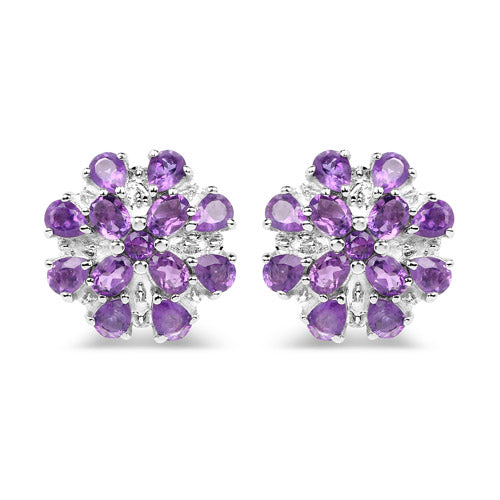 3.80 Carat Genuine Amethyst .925 Sterling Silver Earrings