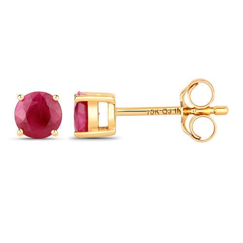 0.86 Carat Genuine Ruby 10K Yellow Gold Earrings - view 2