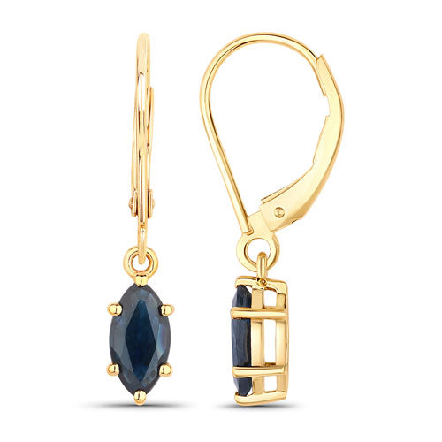 1.20 Carat Genuine Blue Sapphire 10K Yellow Gold Earrings - view 2