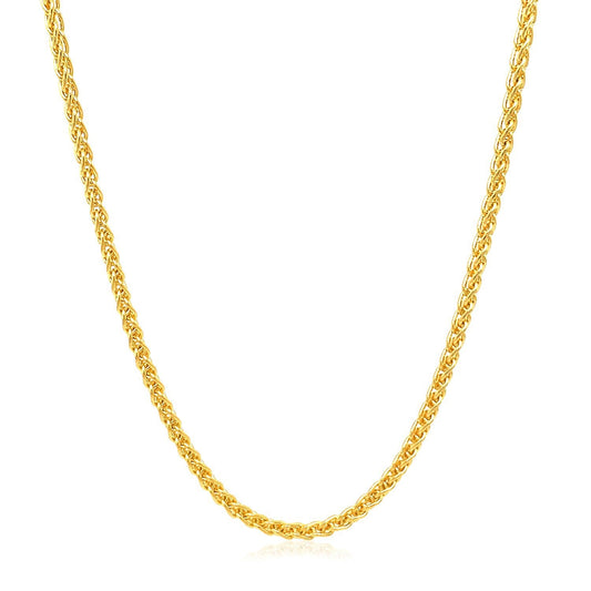 Cadena de trigo redonda de oro amarillo de 14k y 2,1 mm