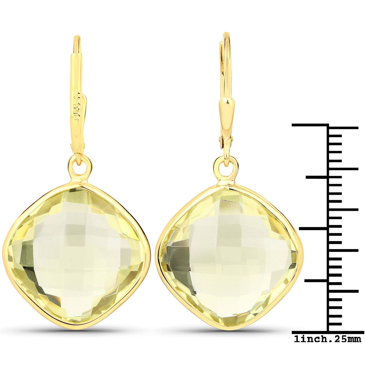 21.40 Carat Genuine Lemon Quartz .925 Sterling Silver Earrings