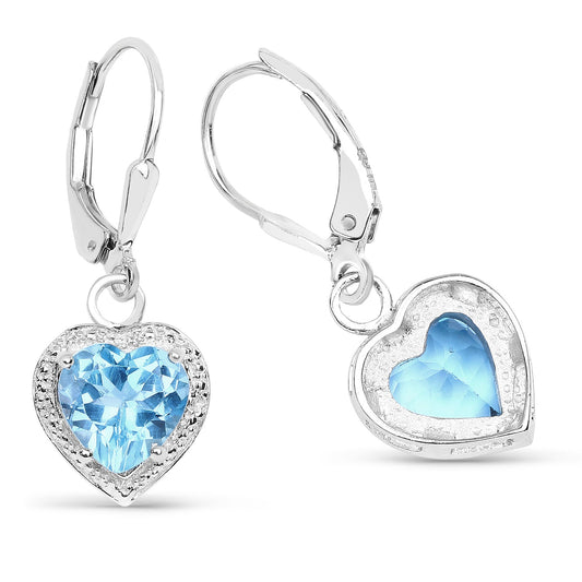 4.20 Carat Genuine Swiss Blue Topaz .925 Sterling Silver Earrings - view 2