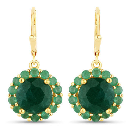 8.54 Carat Dyed Emerald and Emerald .925 Sterling Silver Earrings - view 2