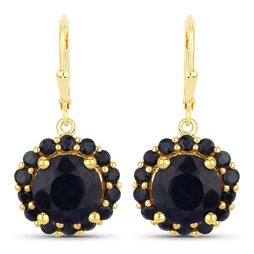 11.37 Carat Dyed Sapphire and Blue Sapphire .925 Sterling Silver Earrings - view 2