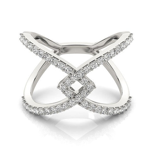 Anillo de oro blanco de 14 quilates con diseño elegante entrelazado y diamantes (1/2 quilates en total)