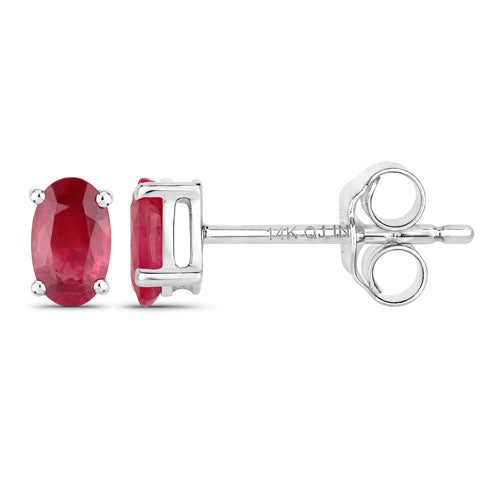 Pendientes de oro blanco de 14 quilates con rubí auténtico de 0,54 quilates