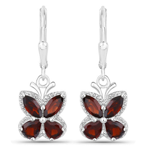 2.60 Carat Genuine Garnet .925 Sterling Silver Earrings - view 2