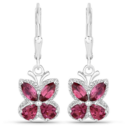 2.52 Carat Genuine Rhodolite Garnet .925 Sterling Silver Earrings - view 2