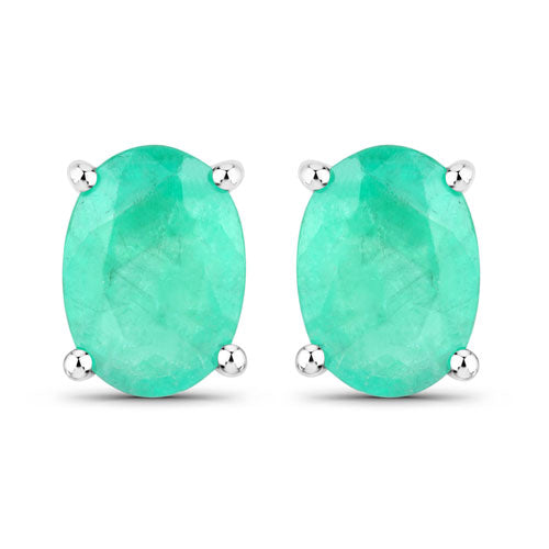 1.44 Carat Genuine Zambian Emerald 14K White Gold Earrings - view 2