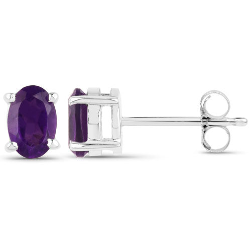 0.76 Carat Genuine Amethyst .925 Sterling Silver Earrings