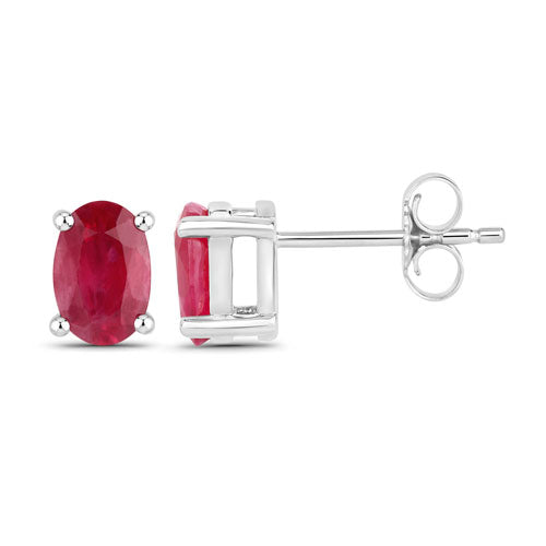 1.04 Carat Genuine Ruby 10K White Gold Earrings - view 2