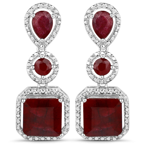 11.34 Carat Dyed Ruby .925 Sterling Silver Earrings - view 2