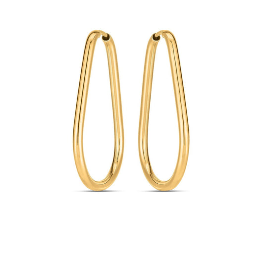 14k Yellow Gold Endless Pear Hoop Earrings - view 2