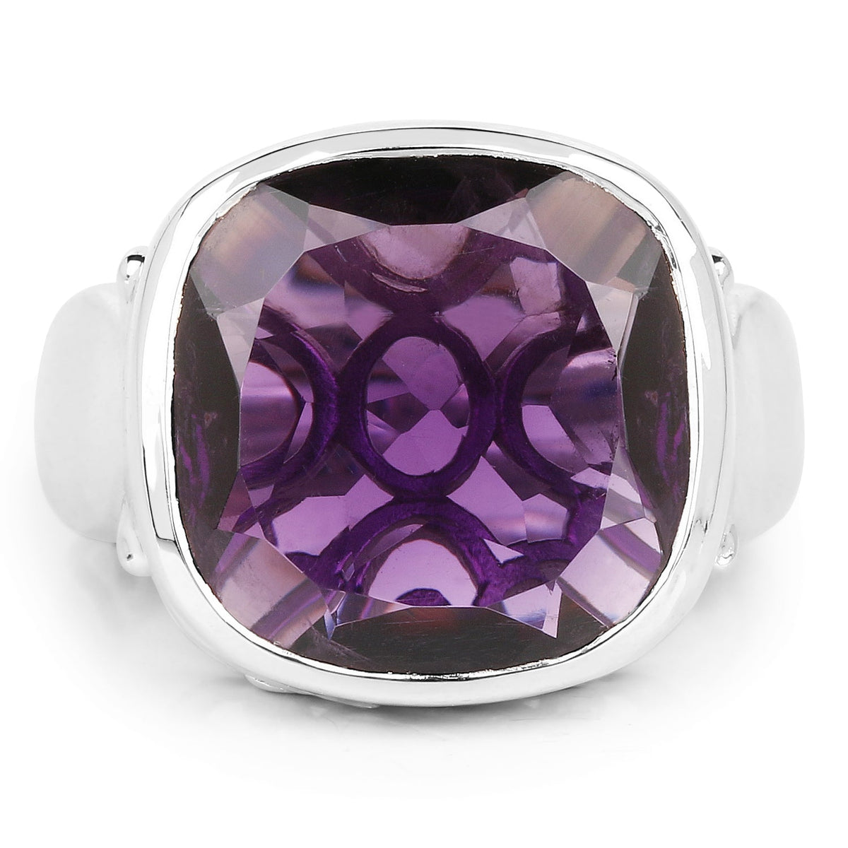 9.00 Carat Genuine Amethyst .925 Sterling Silver Ring