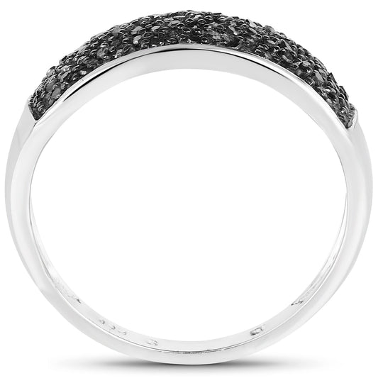 Anillo de 0.43 quilates de diamante negro auténtico de plata de ley 925
