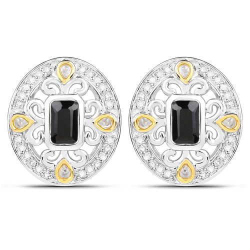 Aretes de zafiro azul auténtico de 0,93 quilates y diamantes blancos de plata de ley .925