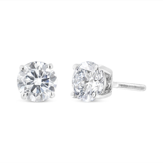 Pendientes Clásicos de Oro Blanco de 14K con Diamantes de Laboratorio de 5/8 Cttw Engarzados en 4 Garras (Color F-G, Claridad VS2-SI1)