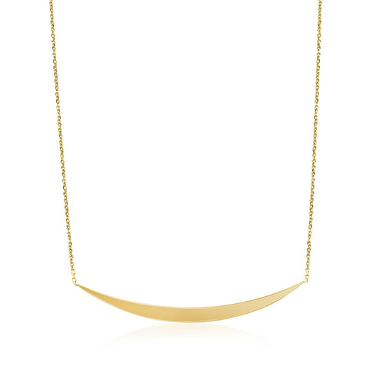 Collar de oro amarillo de 14k con colgante de barra curva pulida