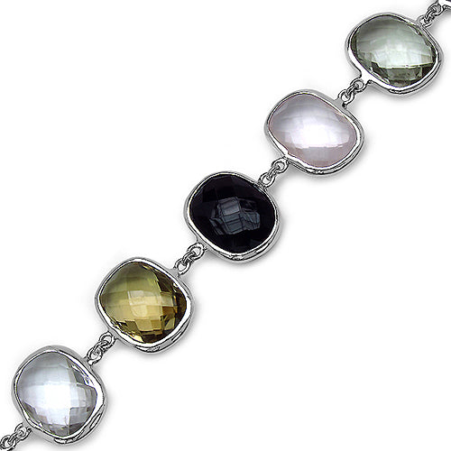 Pulsera de plata de ley .925 con múltiples piedras preciosas de 76,43 quilates