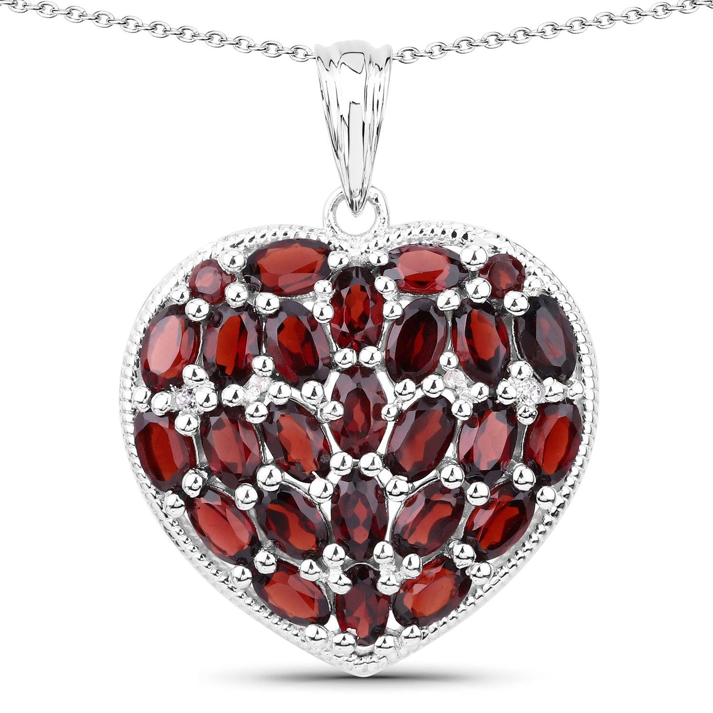 Colgante de plata esterlina .925 con granate genuino de 6.98 quilates y topacio blanco