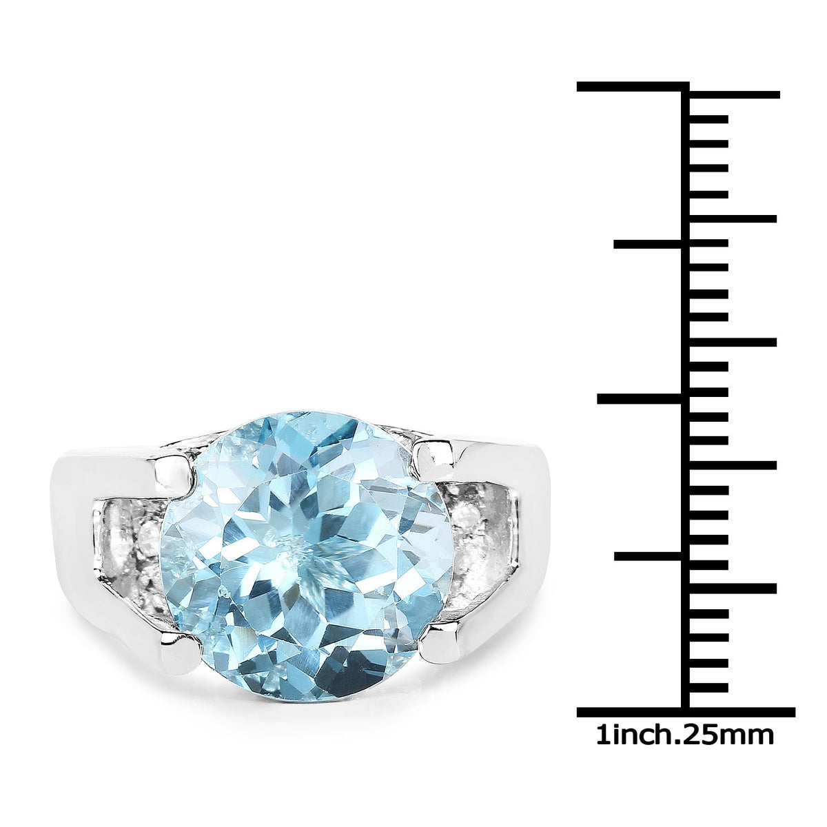 Anillo de plata de ley .925 con topacio azul auténtico de 7.21 quilates y circonitas cúbicas blancas