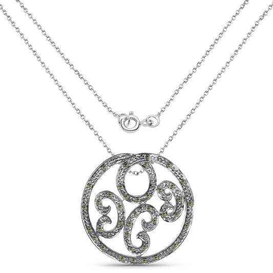 Colgante de plata de ley .925 con diamante verde auténtico de 0,22 quilates