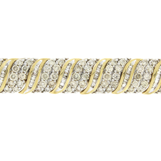 Pulsera de tenis de oro amarillo de 10 qt con diamantes de 10,00 ct