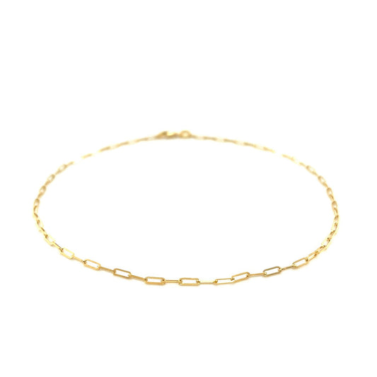 Tobillera fina de oro amarillo de 14K con diseño de clip (1.5mm)