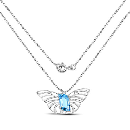 Colgante de plata de ley .925 con topacio azul suizo auténtico de 10.62 quilates