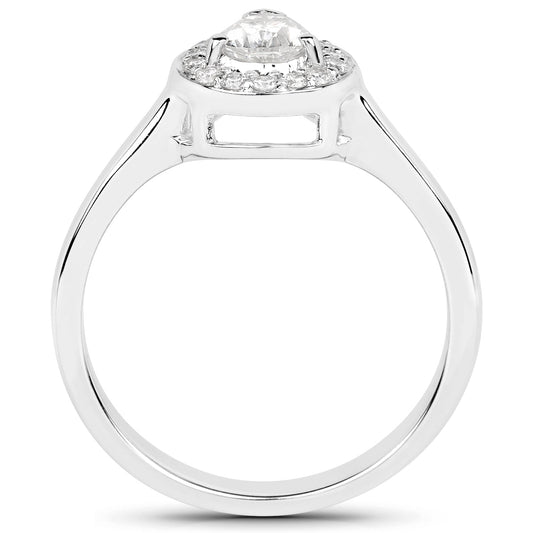 Anillo de oro blanco de 14 quilates con diamantes blancos auténticos de 0,63 quilates