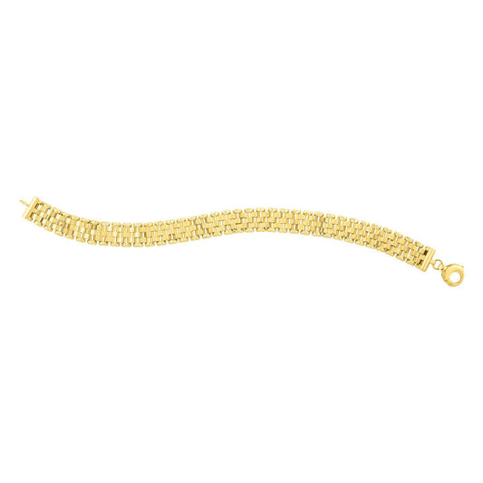 Pulsera de cadena de eslabones de pantera facetada de oro amarillo de 14k