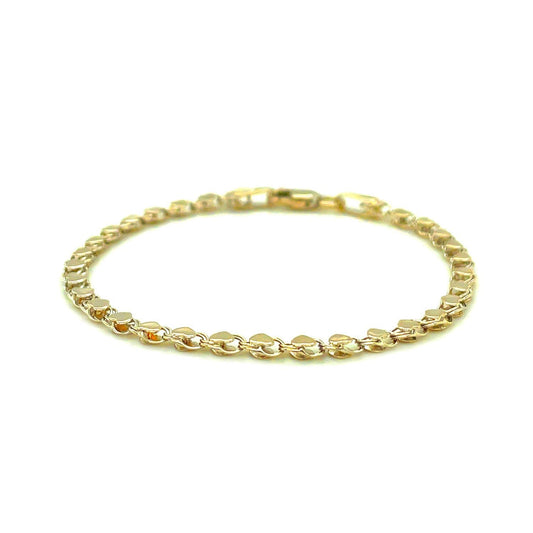 Tobillera de corazón de oro amarillo de 14k de 2.9mm