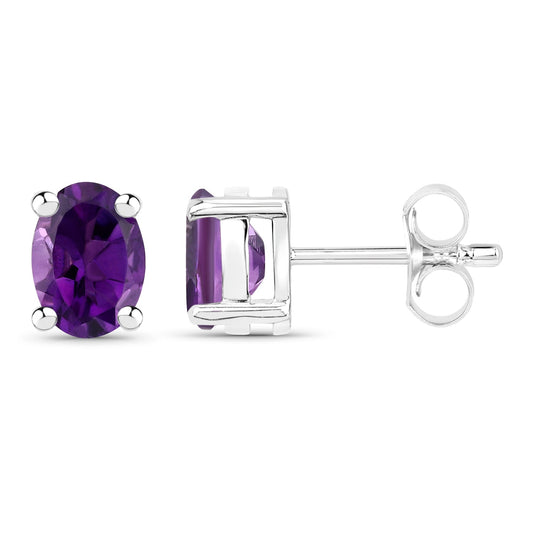 1.60 Carat Genuine Amethyst .925 Sterling Silver Earrings - view 2