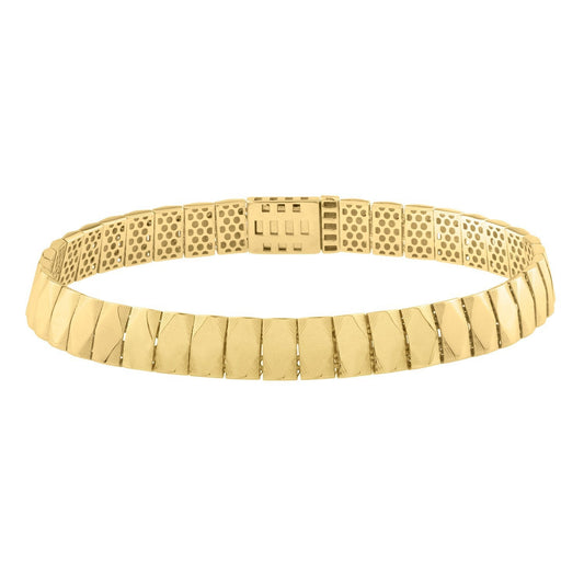 Pulsera de 14k de oro amarillo con eslabones de diamante (7.10 mm)