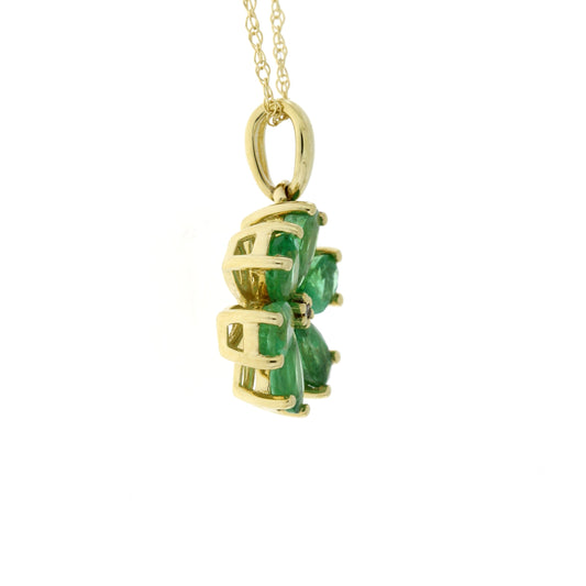 Colgantes de moda de diamantes y esmeraldas, oro amarillo de 14 K