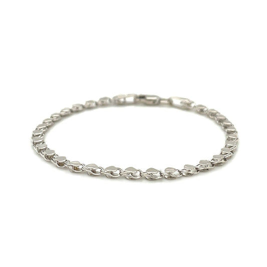 Tobillera de Corazón de Oro Blanco de 14k de 2.9mm