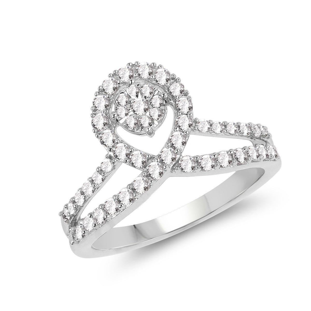 Anillo de oro blanco de 14K con diamante blanco genuino de 0,54 quilates (color G-H, claridad SI1-SI2)