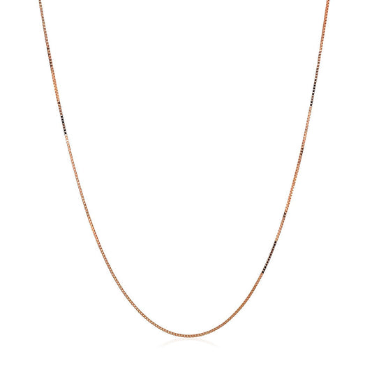 Cadena de caja clásica de oro rosa de 14k de 0.45 mm