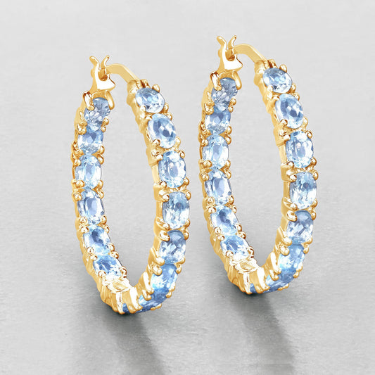 5.70 Carat Genuine Blue Topaz .925 Sterling Silver Earrings - view 2
