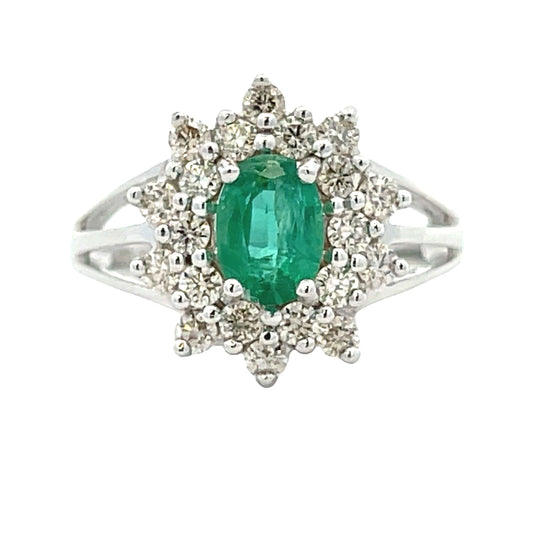 Anillo de oro blanco de 14kt con diamante esmeralda de 1,43 ct.