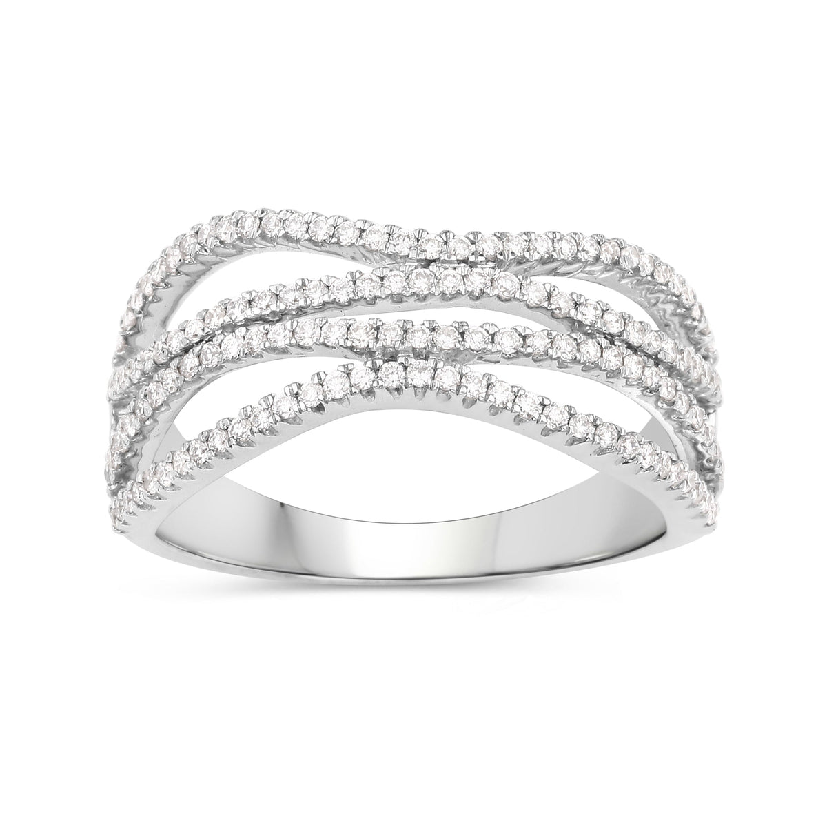 Anillo de oro blanco de 14 quilates con diamante blanco auténtico de 0,46 quilates (color F-G, claridad SI)