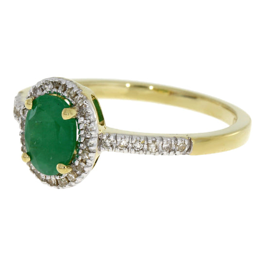 Anillo de oro amarillo de 14 quilates con esmeralda y diamante de 0,94 ct