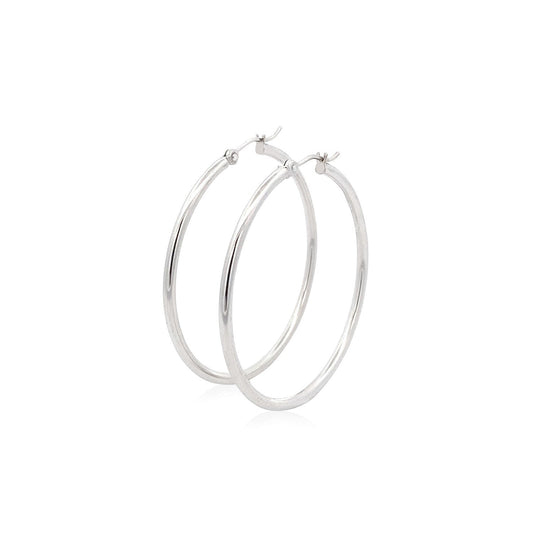 Pendientes de aro pulidos de oro blanco de 14k (40 mm)