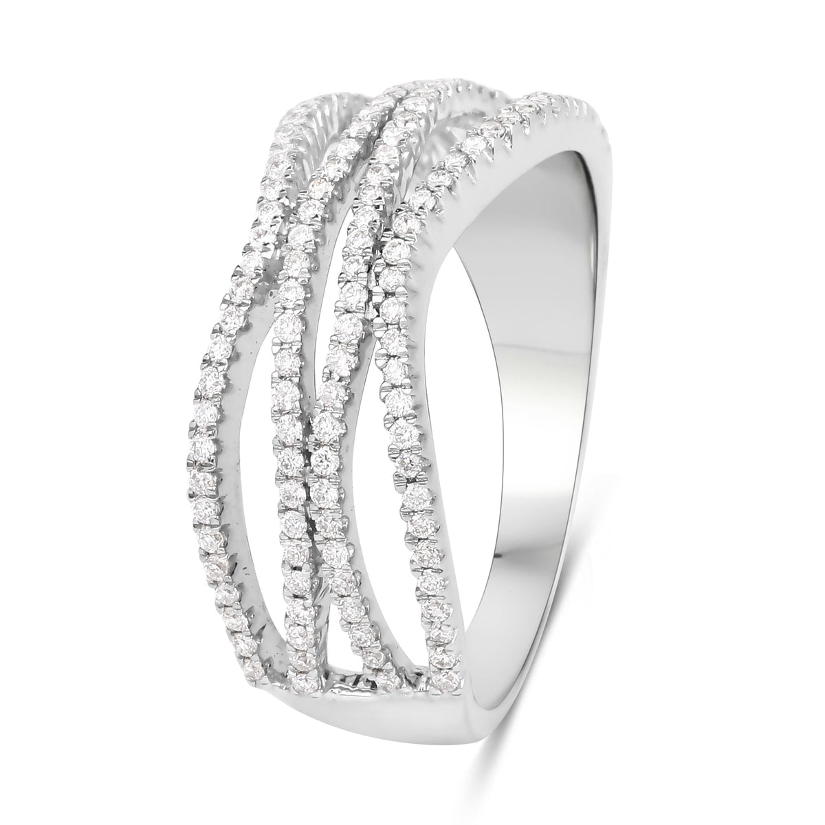 Anillo de oro blanco de 14 quilates con diamante blanco auténtico de 0,46 quilates (color F-G, claridad SI)