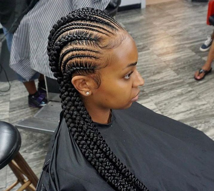 36" Jumbo Cornrow & Knotless Box Braids Wig | Full Lace | Light Brown Lace | Synthetic Luxegan