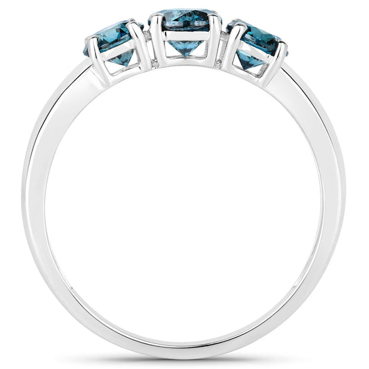 Anillo de oro blanco de 14K con diamante azul auténtico de 1.03 quilates