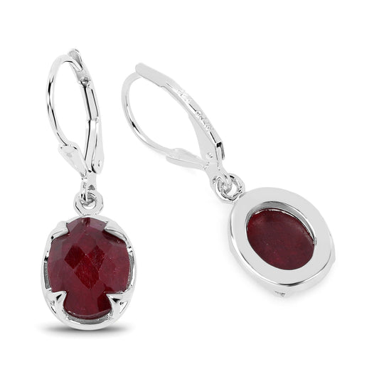 6.90 Carat Dyed Ruby .925 Sterling Silver Earrings - view 2
