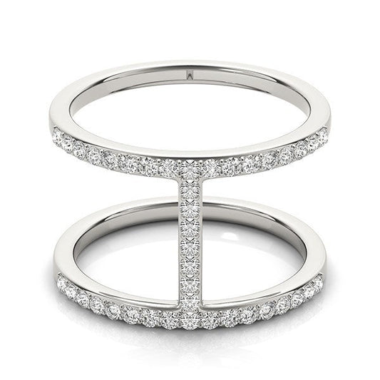 Anillo de diamantes estilo puente de doble banda de oro blanco de 14k (3/8 cttw)