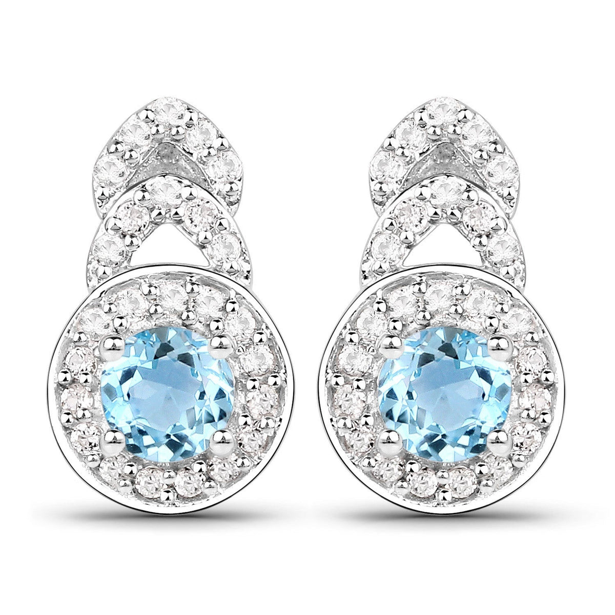 Juego de joyas de plata de ley .925 con topacio azul genuino y topacio blanco de 3,24 quilates